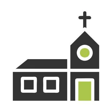 Cathedral icon solid green grey colour easter symbol illustration. Stock Illustration