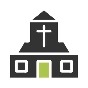 Cathedral icon solid green grey colour easter symbol illustration. Stock Illustration
