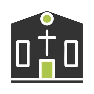 Cathedral icon solid green grey colour easter symbol illustration. Stock Illustration