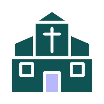 Cathedral icon solid green purple colour easter symbol illustration. Stock Illustration
