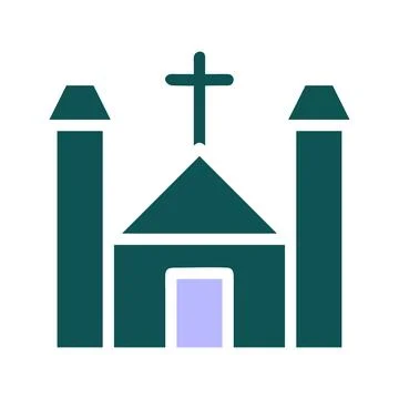 Cathedral icon solid green purple colour easter symbol illustration. Stock Illustration