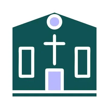 Cathedral icon solid green purple colour easter symbol illustration. Stock Illustration