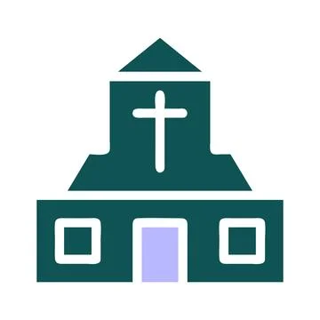 Cathedral icon solid green purple colour easter symbol illustration. Stock Illustration
