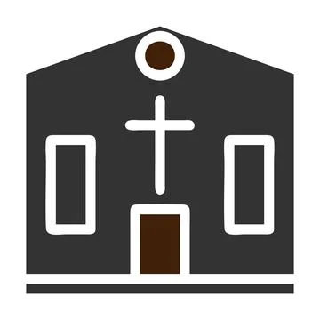 Cathedral icon solid grey brown colour easter symbol illustration. Stock Illustration