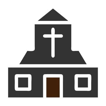 Cathedral icon solid grey brown colour easter symbol illustration. Stock Illustration