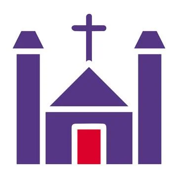 Cathedral icon solid red purple style easter illustration vector element an.. Stock Illustration