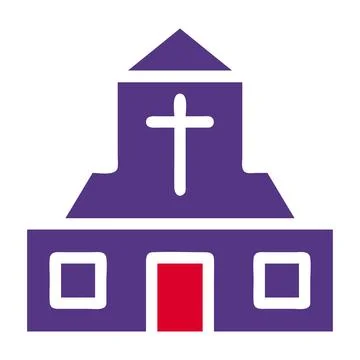 Cathedral icon solid red purple style easter illustration vector element an.. Stock Illustration