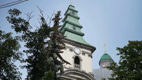 Cathedral of Immaculate conception of Holy Mother of God in Ternopil Stock Footage 107514516
