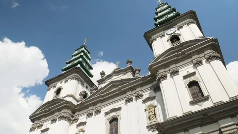 Cathedral of Immaculate conception of Holy Mother of God in Ternopil Stock Footage 107514805