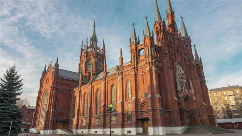 The Cathedral of the Immaculate Conception of the Holy Virgin Mary in Moscow. Stock Footage 198013609