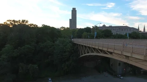 Cathedral Of Learning Bridge Sunset Summer 4K Stock Footage 137554887