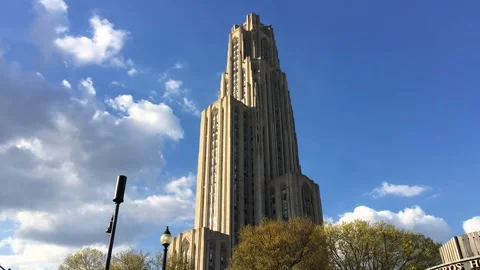 Cathedral Of Learning Partly Cloudy Timelapse Stock-Footage 137554955