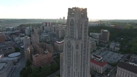 Cathedral Of Learning Pittsburgh Sunset Summer 4K 2 Stock Footage 137554975