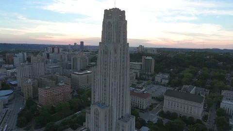 Cathedral Of Learning Pittsburgh Sunset Summer 4K 4 Stock-Footage 137554980