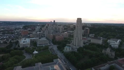 Cathedral Of Learning Pittsburgh Sunset Summer 4K 5 스톡 동영상 137554985