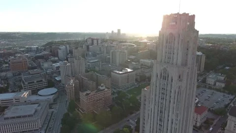 Cathedral Of Learning Pittsburgh Sunset Summer 4K Stock-Footage 137554991