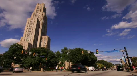 Cathedral Of Learning Pittsburgh Timelapse Stock Footage 670817
