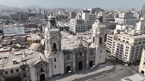 Cathedral Of Lima At Lima In Metropolitan Region Peru. Stock Footage 342214767