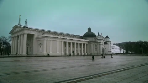Cathedral in Lithuania  time lapse Stock Footage 68681200
