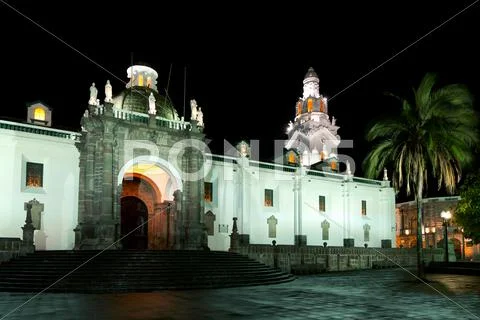 Cathedral On Main Square In Quito Ecuador Stock Photos