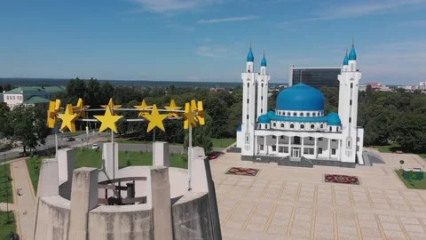 Cathedral Mosque and the Tower of Memory and Unity in Maykop, Adygea, symbol of 動画素材 156852854