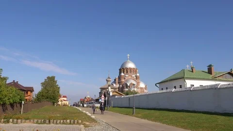 Cathedral of the mother of god Sviyazhsk, Russia. Stock Footage