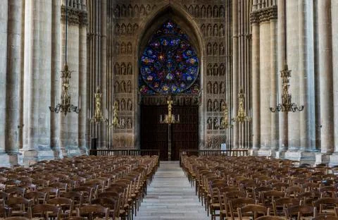 Cathedral Reims Rose Window Stock Photos