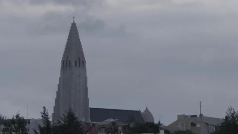 Cathedral, Reykjavik Stock Footage 74168579