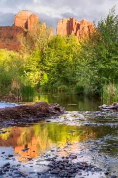 Cathedral Rock Reflections Stock Photos