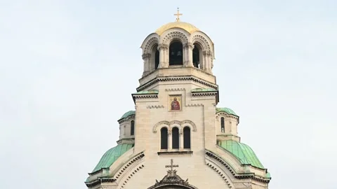 Cathedral Saint Alexandar Nevski, Sofia, Bulgaria. Orthodox temple Stock Footage 166712153