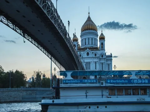 Cathedral of Saint Christ the Savior at evening Stock Footage 75827274