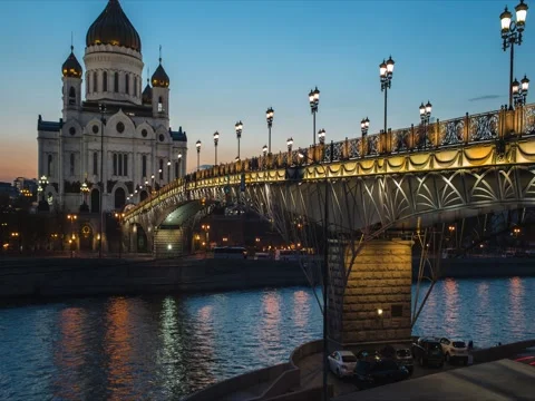 Cathedral of Saint Christ the Savior at night Stock Footage 75877778