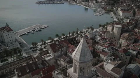 Cathedral of Saint Domnius Low Angle - Backwards Video stock 144388271