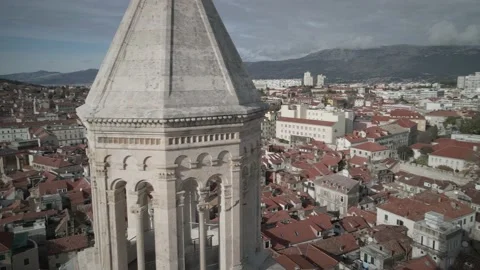 Cathedral of Saint Domnius Low Angle - Backwards Video stock 144388407