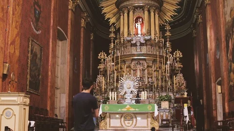 Cathedral of Salta, inside. Stock Footage 105670879