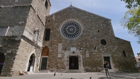 Cathedral Of San Giusto Front Trieste Italy Video stock 75346187
