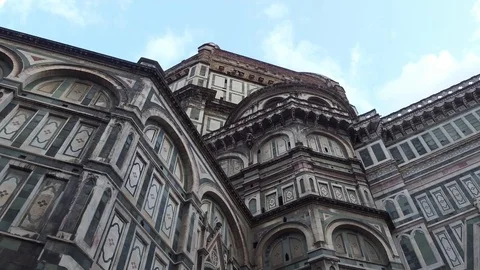 Cathedral of Santa Maria del Fiore in Florence on Duomo Square - biggest Stock Footage