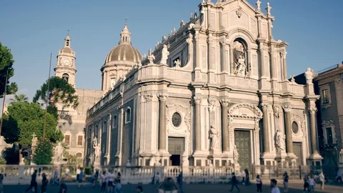 Cathedral of Sant'Agata in Catania. 스톡 동영상 98204582