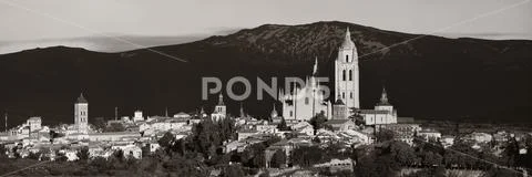 Cathedral of Segovia panorama Stock Photos