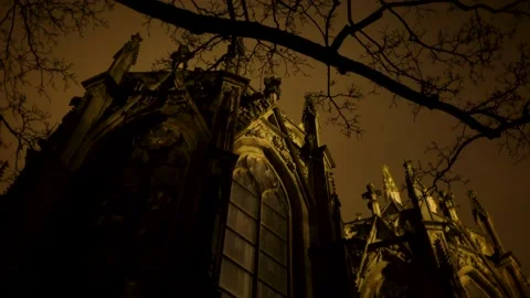 Cathedral side by night Stock Footage 145156751
