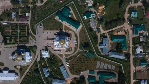 Cathedral Square Holy Trinity Seraphim-Diveevo monastery in Diveevo Stock Footage 118093536