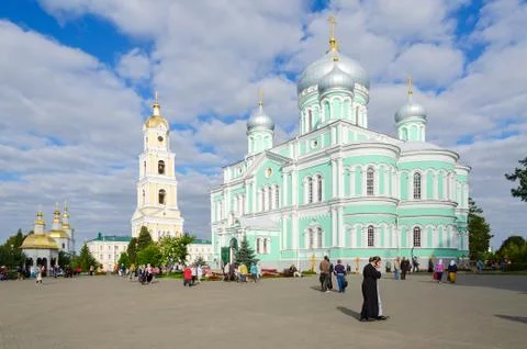 Cathedral Square at Holy Trinity Seraphim-Diveevo monastery, Russia Stock Photos
