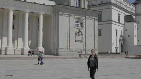 Cathedral Square in Vilnius with the Cathedral Stock Footage 259839222