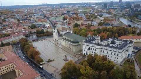 Cathedral Square Vilnius Lithuania aerial view 4K Stock Photos