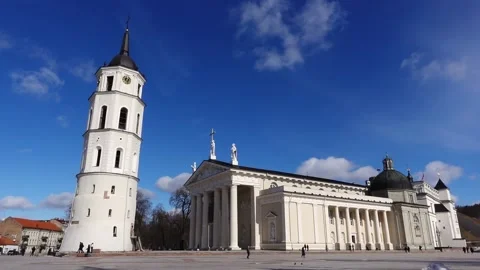 Cathedral Square in Vilnius, Lithuania Stock Footage 236035100