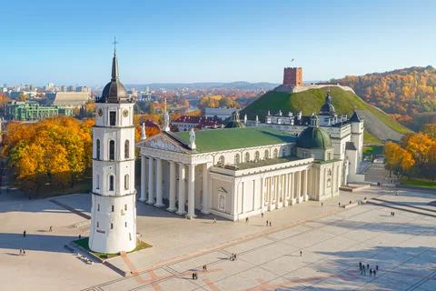 The Cathedral Square in Vilnius is the main square of the Vilnius Old Town Stock Photos