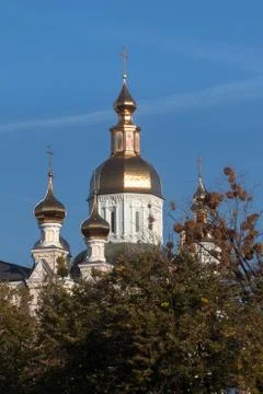 Cathedral of the st. intercession orthodox monastery in kharkiv, ukraine Stock Photos