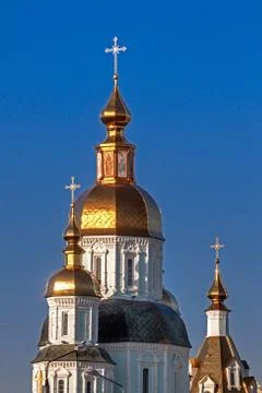 Cathedral of the st. intercession orthodox monastery in kharkiv, ukraine Stock Photos