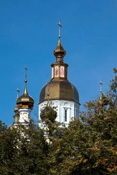 Cathedral of the st. intercession orthodox monastery in kharkiv, ukraine Stock Photos