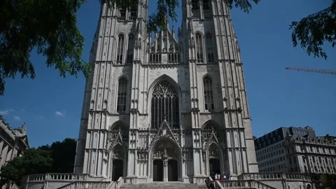 Cathedral of St. Michael and St. Gudula 스톡 동영상 245380558